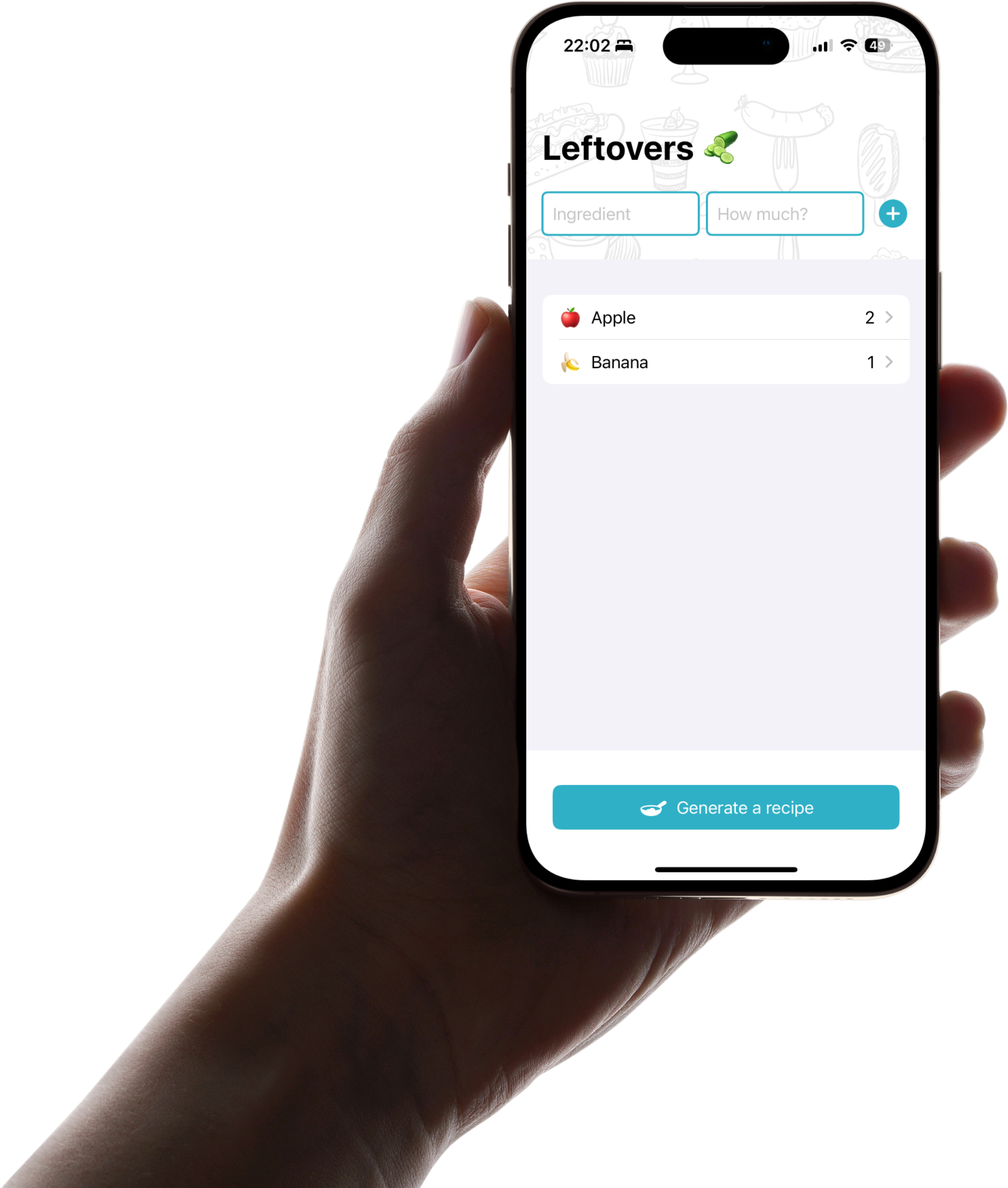 homepage of the Leftovers app